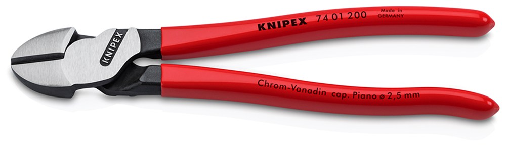 KNIPEX 74 01 200 Kracht-zijsnijtang met kunststof bekleed zwart geatramenteerd 200 mm