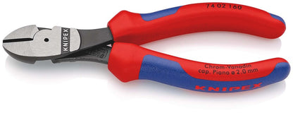 KNIPEX 74 02 160 Kracht-zijsnijtang met meer-componenten greep zwart geatramenteerd 160 mm