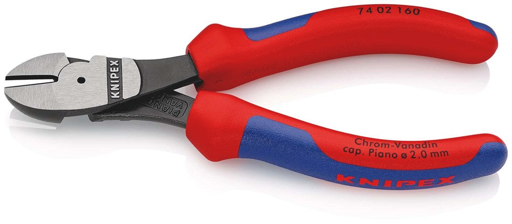 KNIPEX 74 02 160 Kracht-zijsnijtang met meer-componenten greep zwart geatramenteerd 160 mm