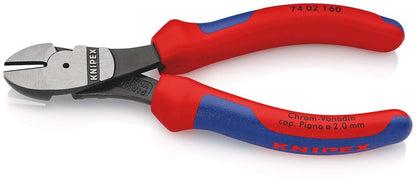 KNIPEX 74 02 160 Kracht-zijsnijtang met meer-componenten greep zwart geatramenteerd 160 mm