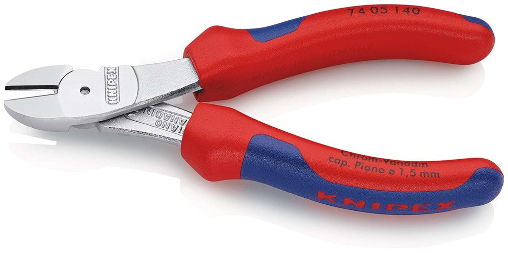 KNIPEX 74 05 140 Kracht-zijsnijtang met meer-componenten greep verchroomd 140 mm