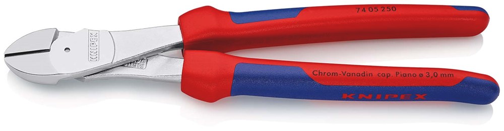 KNIPEX 74 05 250 Kracht-zijsnijtang met meer-componenten greep verchroomd 250 mm