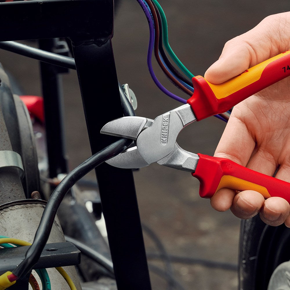 KNIPEX 74 06 200 Kracht-zijsnijtang geïsoleerd met meer-componentengrepen, VDE-getest verchroomd 200