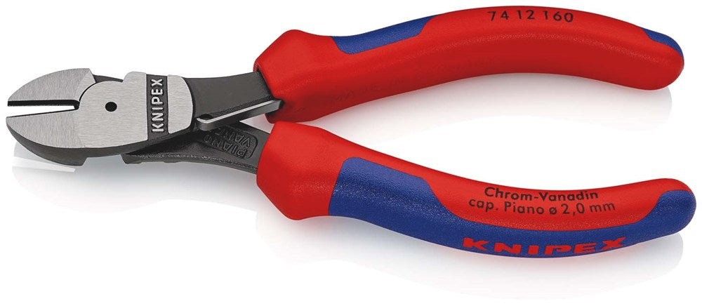 KNIPEX 74 12 160 Kracht-zijsnijtang met meer-componenten greep zwart geatramenteerd 160 mm