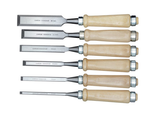 Houtbeitel Set, DIN 5139, 6-delig.