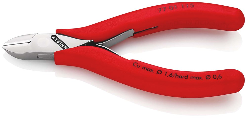 KNIPEX 77 01 115 Elektronica-zijsnijtang met doorgestoken scharnier met antislip kunststof bekleding