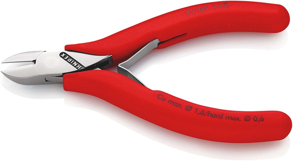 KNIPEX 77 01 115 Elektronica-zijsnijtang met doorgestoken scharnier met antislip kunststof bekleding
