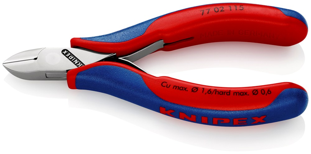 KNIPEX 77 02 115 Elektronica-zijsnijtang met doorgestoken scharnier met meer-componenten greep 115 m