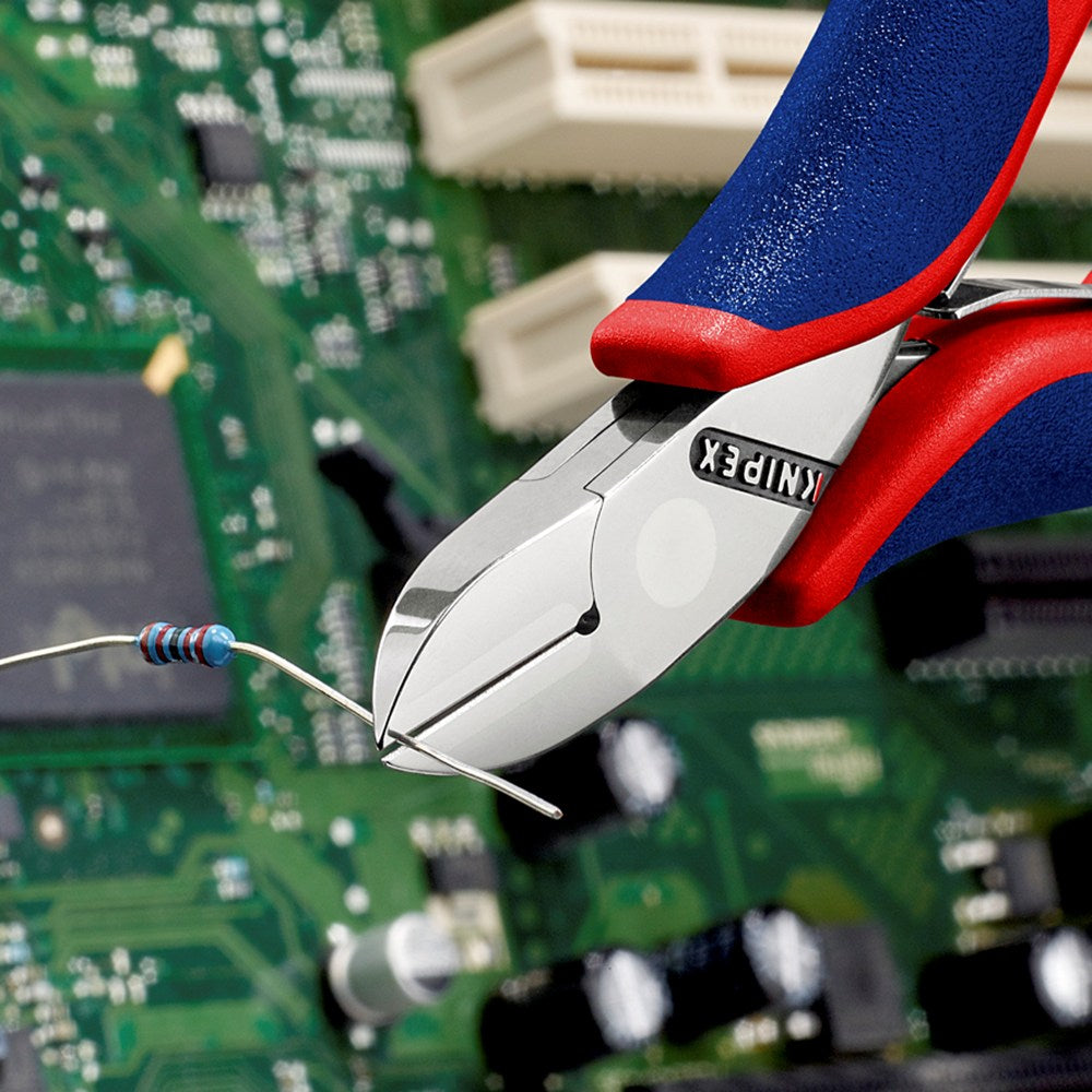KNIPEX 77 02 115 Elektronica-zijsnijtang met doorgestoken scharnier met meer-componenten greep 115 m