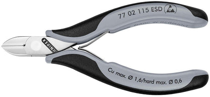 KNIPEX 77 02 115 ESD Elektronica-zijsnijtangen ESD met doorgestoken scharnier met meer-componenten g