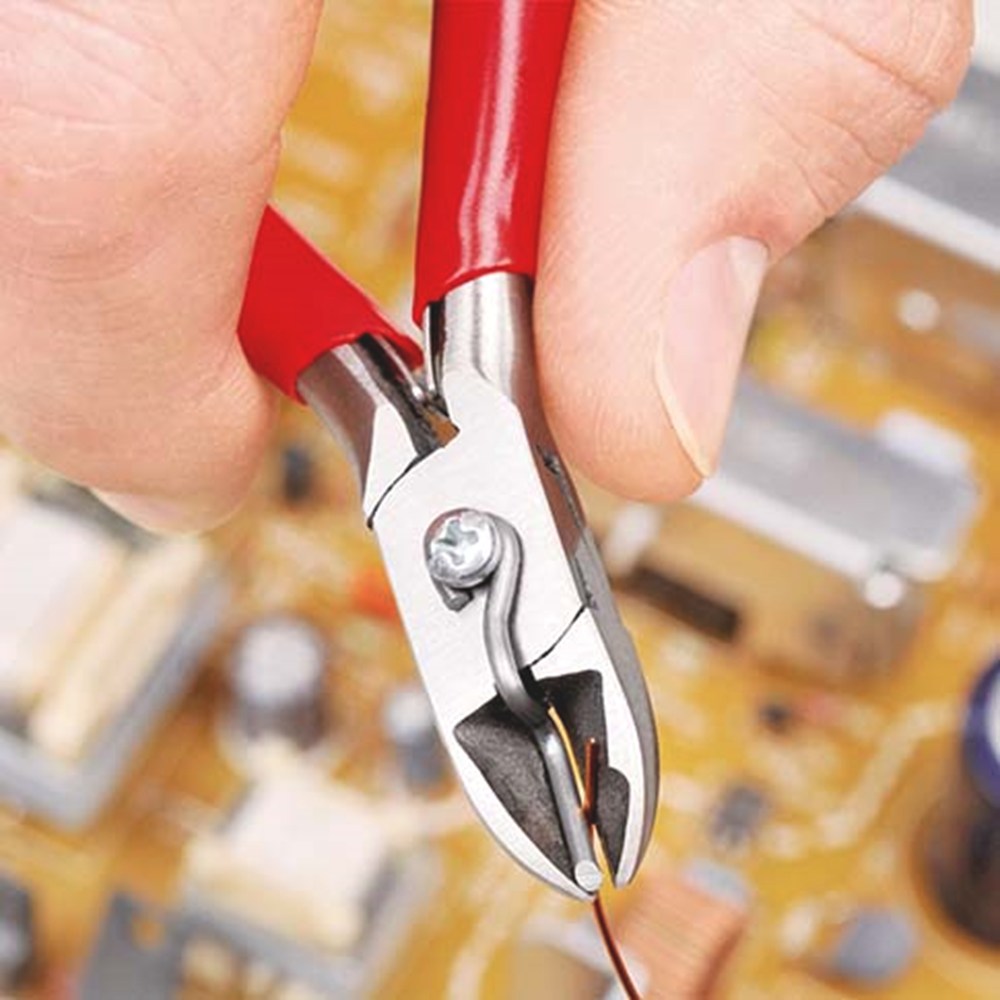 KNIPEX 77 11 115 Elektronica-zijsnijtang met doorgestoken scharnier met antislip kunststof bekleding