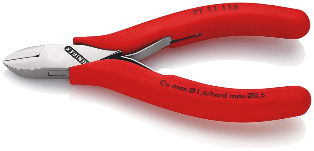 KNIPEX 77 11 115 Elektronica-zijsnijtang met doorgestoken scharnier met antislip kunststof bekleding