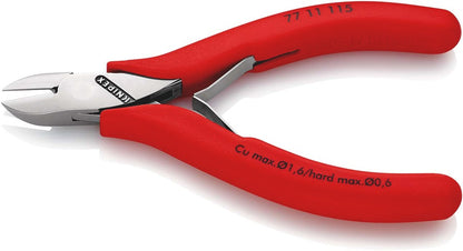 KNIPEX 77 11 115 Elektronica-zijsnijtang met doorgestoken scharnier met antislip kunststof bekleding