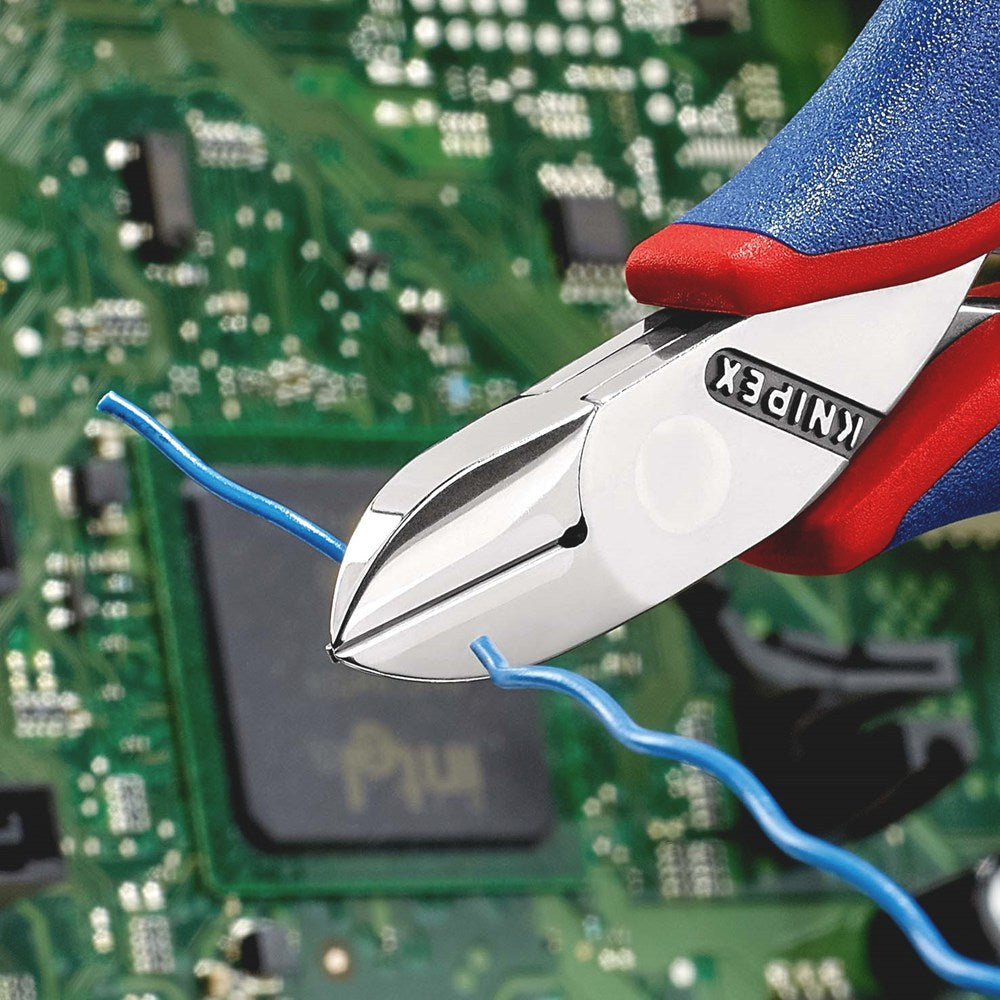 KNIPEX 77 12 115 Elektronica-zijsnijtang met doorgestoken scharnier met meer-componenten greep 115 m