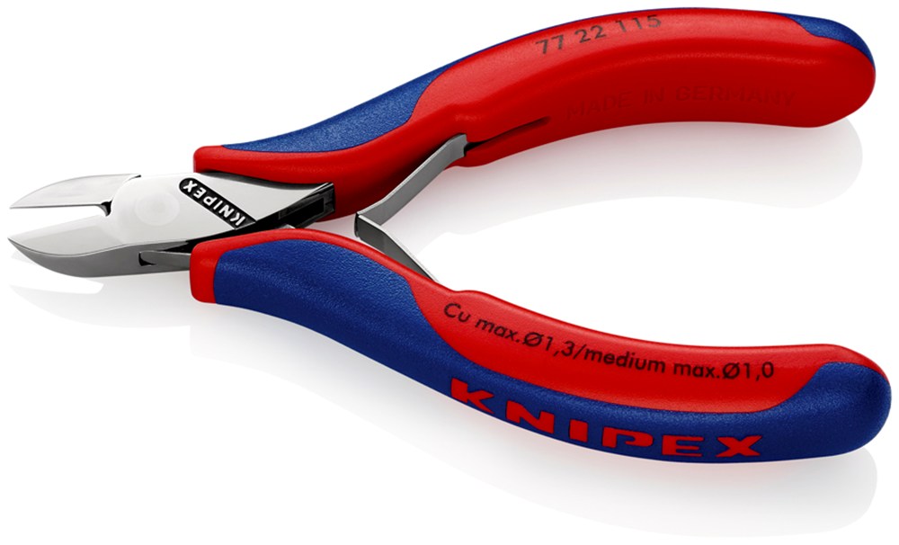 KNIPEX 77 22 115 Elektronica-zijsnijtang met doorgestoken scharnier met meer-componenten greep 115 m
