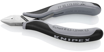 KNIPEX 77 32 115 ESD Elektronica-zijsnijtangen ESD met doorgestoken scharnier met meer-componenten g