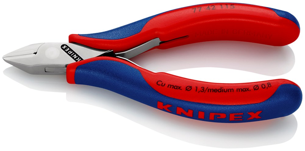 KNIPEX 77 42 115 Elektronica-zijsnijtang met doorgestoken scharnier met meer-componenten greep 115 m