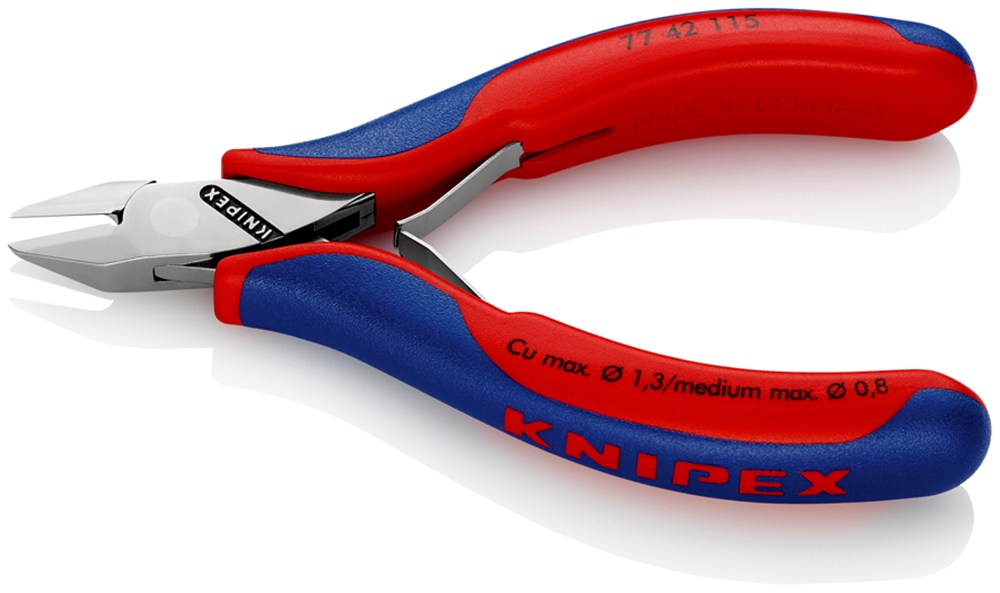 KNIPEX 77 42 115 Elektronica-zijsnijtang met doorgestoken scharnier met meer-componenten greep 115 m