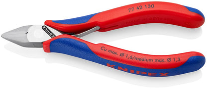 KNIPEX 77 42 130 Elektronica-zijsnijtang met doorgestoken scharnier met meer-componenten greep 130 m