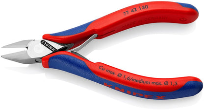 KNIPEX 77 42 130 Elektronica-zijsnijtang met doorgestoken scharnier met meer-componenten greep 130 m