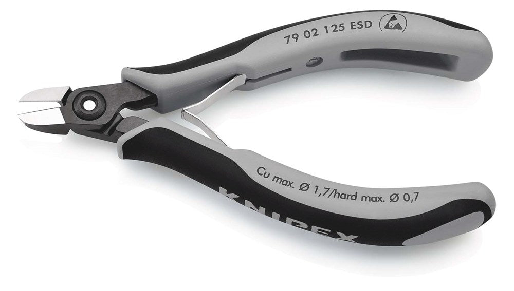 KNIPEX 79 02 125 ESD Precisie elektronica-zijsnijtang ESD met meer-componenten greep gebruineerd 125