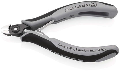 KNIPEX 79 22 120 ESD Precisie elektronica-zijsnijtang ESD met meer-componenten greep gebruineerd 120