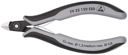 KNIPEX 79 22 120 ESD Precisie elektronica-zijsnijtang ESD met meer-componenten greep gebruineerd 120