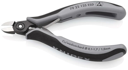 KNIPEX 79 22 125 ESD Precisie elektronica-zijsnijtang ESD met meer-componenten greep gebruineerd 125