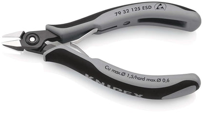KNIPEX 79 32 125 ESD Precisie elektronica-zijsnijtang ESD met meer-componenten greep gebruineerd 125