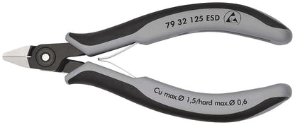 KNIPEX 79 32 125 ESD Precisie elektronica-zijsnijtang ESD met meer-componenten greep gebruineerd 125