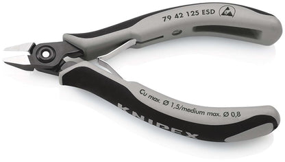 KNIPEX 79 42 125 ESD Precisie elektronica-zijsnijtang ESD met meer-componenten greep gebruineerd 125