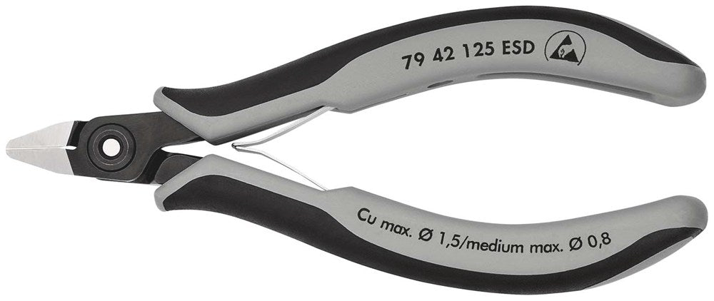 KNIPEX 79 42 125 ESD Precisie elektronica-zijsnijtang ESD met meer-componenten greep gebruineerd 125