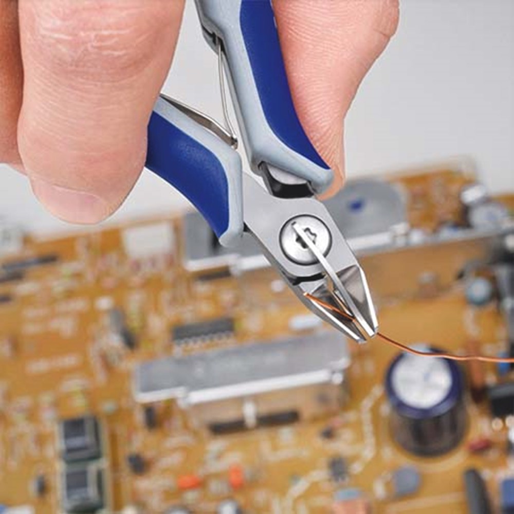 KNIPEX 79 52 125 Precisie elektronica-zijsnijtang met meer-componenten greep gebruineerd 125 mm