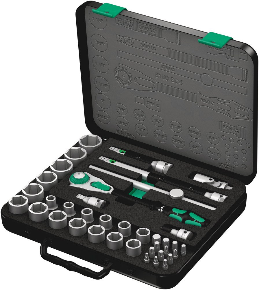 8100 SC 4 ZYKLOP SPEED RATEL- EN DOPPENSET, 1/2"-AANDRIJVING, INCH, 38-DELIG