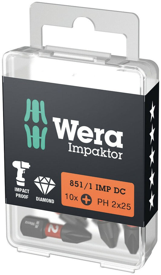851/1 IMP DC IMPAKTOR BITS PHILLIPS, PH 2 X 25 MM, 10-DELIG
