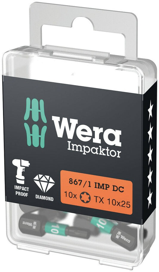 867/1 IMP DC IMPAKTOR TORX® BITS, TX 10 X 25 MM, 10-DELIG