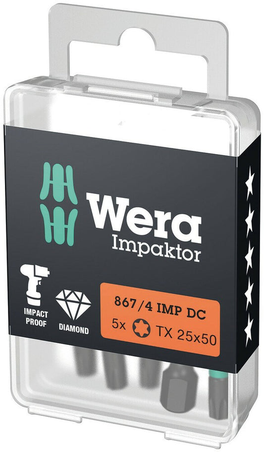 867/4 IMP DC IMPAKTOR TORX® BITS, TX 25 X 50 MM, 5-DELIG