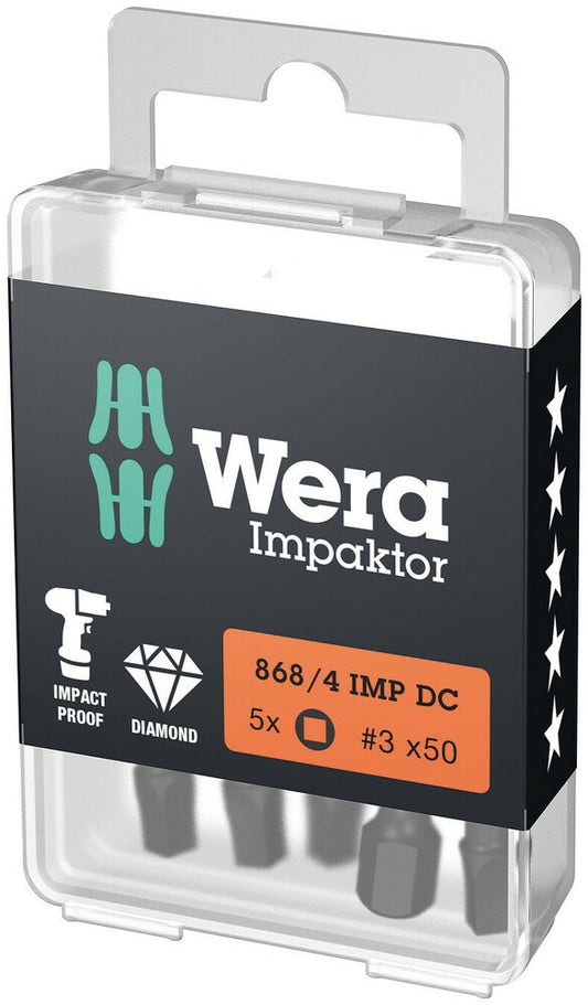 868/4 IMP DC IMPAKTOR BINNENVIERKANT BITS, # 3 X 50 MM, 5-DELIG
