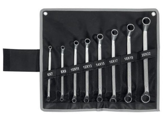 ringsleutel set, doorgezette ring, 6 - 22 mm, DIN 838
