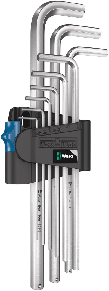 950/9 L HEX-PLUS HF 1 STIFTSLEUTELSET, METRISCH, VERCHROOMD, MET VASTHOUDFUNCTIE, 9-DELIG