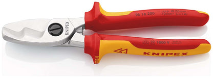 KNIPEX 95 16 200 Kabelschaar met dubbele snijkanten geïsoleerd met meer-componentengrepen, VDE-getes