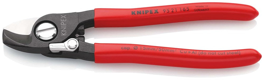 KNIPEX 95 21 165 Kabelschaar met openingsveer met kunststof bekleed gebruineerd 165 mm