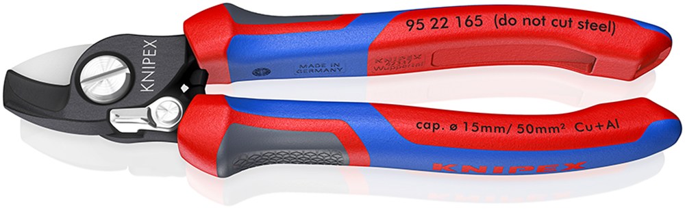 KNIPEX 95 22 165 Kabelschaar Met openingsveer met comfortgrepen gebruineerd 165 mm