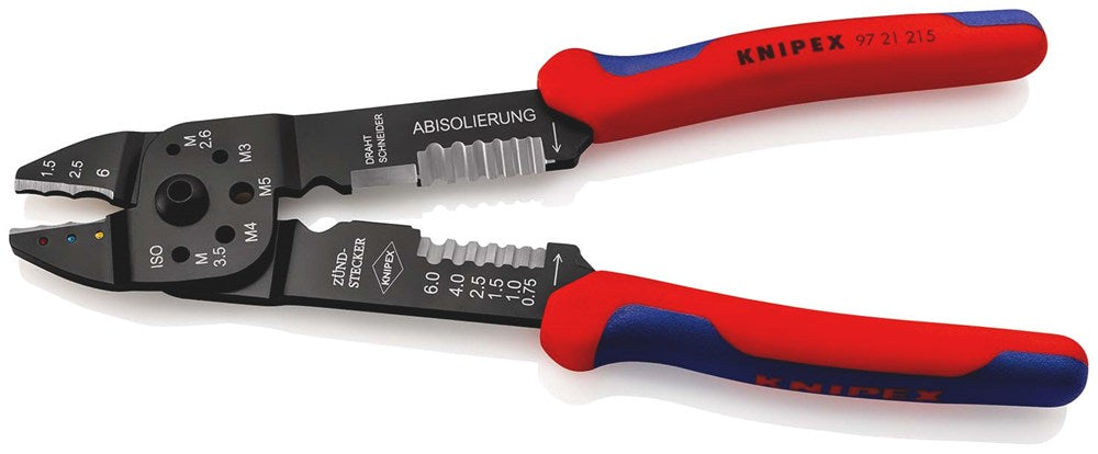 KNIPEX 97 21 215 Krimptang met meer-componenten greep zwart gelakt 230 mm