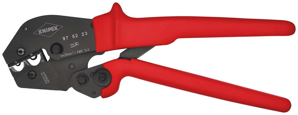 KNIPEX 97 52 23 Krimptang ook te bedienen met twee handen met antislip kunststof bekleding gebruinee