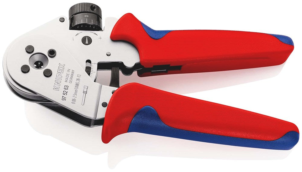 KNIPEX 97 52 63 Vierdoornkrimptang voor gedraaide contacten met meer-componenten greep verchroomd 18
