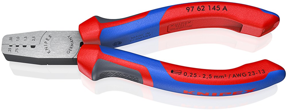 KNIPEX 97 62 145 A Krimptang voor adereindhulzen met comfortgrepen 145 mm