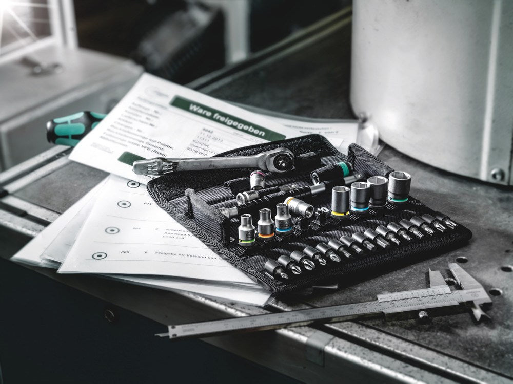 8100 SA 12 HF ZYKLOP METAL-RATELSET, OMSCHAKELPAL, 1/4"-AANDRIJVING, METRISCH, 13-DELIG