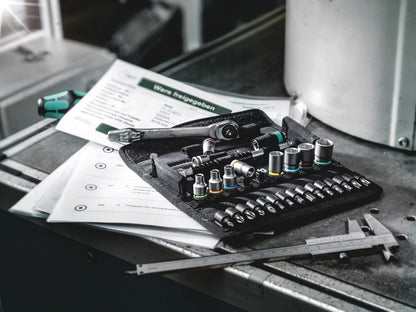 8100 SA 12 HF ZYKLOP METAL-RATELSET, OMSCHAKELPAL, 1/4"-AANDRIJVING, METRISCH, 13-DELIG