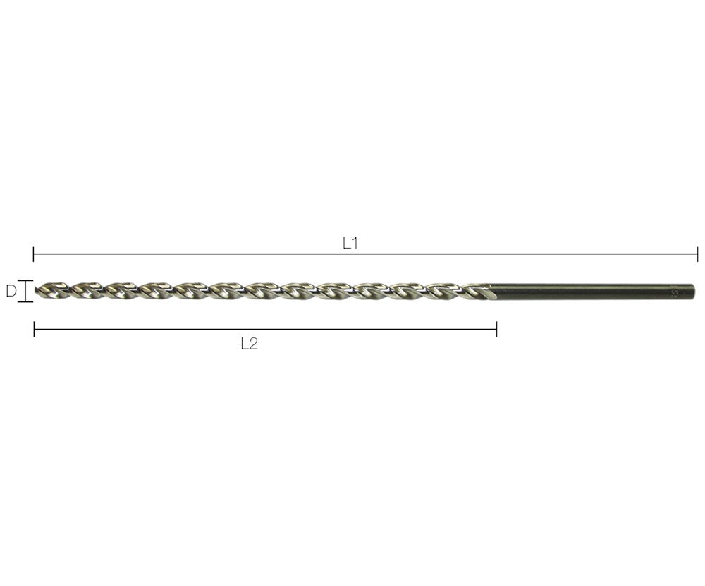 Labor Metaalboor DIN1869 HSS-G Geslepen TL-spiraal 3.2x170/250mm 1TS